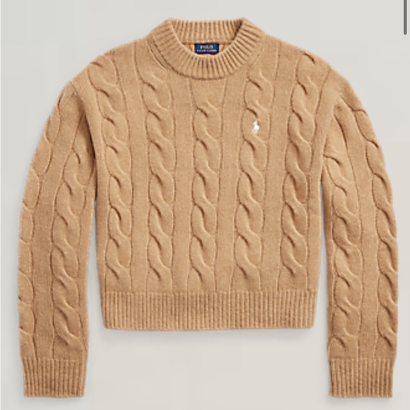 Polo Ralph Lauren Cable Knit Wool Sweater Size XS Camel Women - Picture 2 of 5
